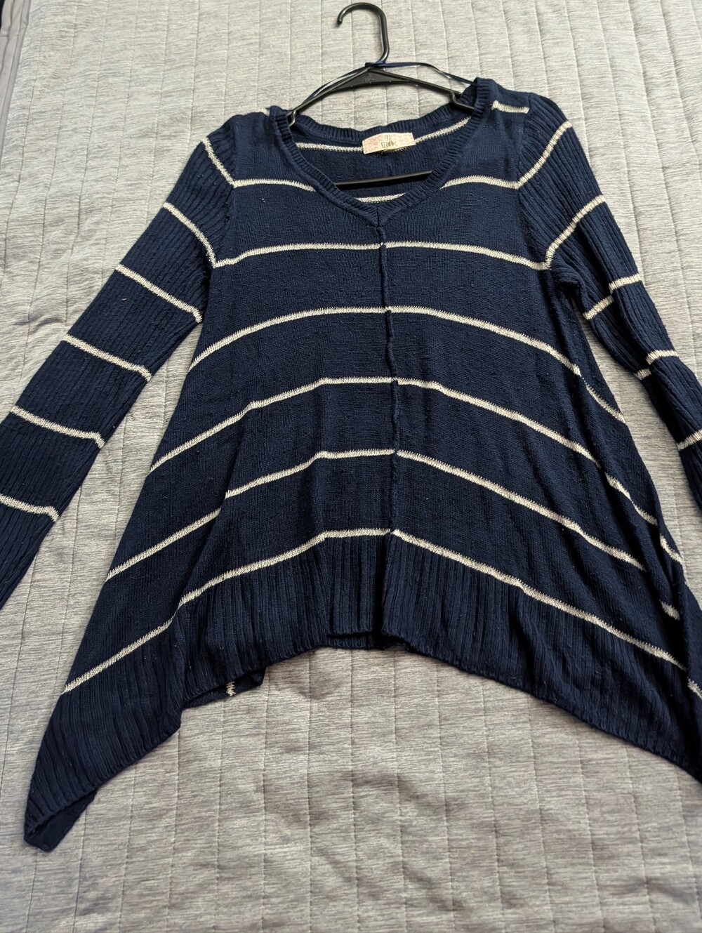 Pink Republic Navy & Cream Striped V-Neck Sweater